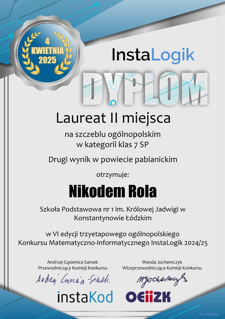 dyplom instalogik 6 nikodem rola